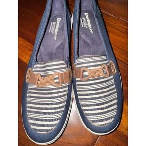 Grasshoppers Ortholite Women's Blue White Striped Nautical Loafer Shoes Size 10M